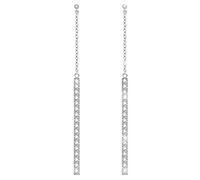 KristLand Bar Drop Ohrringe 925 Sterling Silber Ohrstecker Weiß Vergoldete Ohrhänger mit Glitzernden Zirkonia Geburtstag Schmuck Geschenke für Frauen Damen Mädchen