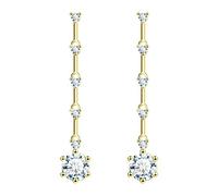 KristLand Damen Ohrringe Silber 925 Lange Quasten Glitzer Runden Zirkonia Tropfen Ohrhänger Hängend Ohrstecker Kommt in Schmuck Geschenk Box