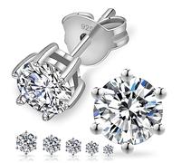 KRKC&CO Moissanite Ohrringe 925 Silber, 2 Karat echter runde Moissanit Diamant, VVS1 Reinheit D Farbe, Geschenk für Damen Frauen, 6,5mm