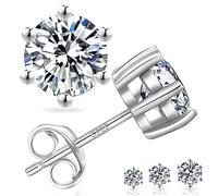 KRKC&CO Moissanite Ohrsteckers S925 Silber, 1,2 Karat echter runde Moissanit Diamant, VVS1 Reinheit D Farbe, Geschenk für Damen Frauen, 5,5mm