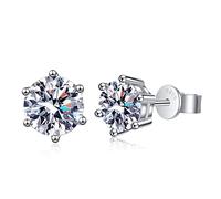 KRKC&CO Zirkonia Ohrstecker Damen 925 Silber Ohrringe, Weißgold beschichtet Ohrringe Iced Out, 6-Steg-Krappenfassung, Geschenk für Frauen Damen