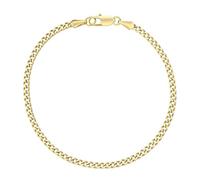 KRKC Herren Armband, 14K Gold Vergoldet 3mm Edelstahl Panzerkette Cuban Armband, Nickel-frei Rostfrei Armbänder für Männer Länge 21,6cm