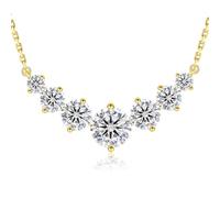 KRKC Lächeln Serie Moissanit Halskette Damen, Anhänger Rund Herz Kleeblatt | 1,7/2,8/5,0 Karat VVS1 D-Farbe, 925 Silber 14K vergoldet, verstellbar, nickelfrei, Geschenk für Frau Mutter Freundin