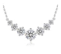 KRKC Lächeln Serie Moissanit Halskette Damen, Anhänger Rund Herz Kleeblatt | 1,7/2,8/5,0 Karat VVS1 D-Farbe, 925 Silber 14K vergoldet, verstellbar, nickelfrei, Geschenk für Frau Mutter Freundin