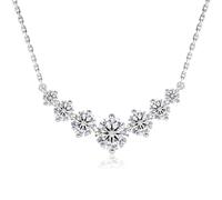 KRKC Moissanit Anhänger Kette für Damen, Lächeln Halskette 1,7 Karat VVS1 D Farbe Weißgold vergoldet, 925 Silber Ketten 45,7cm, Nickelfrei Schmuck Geschenk für Frau Mutter Freundin