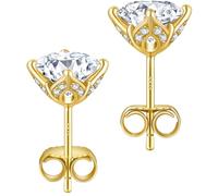 KRKC Moissanit Ohrringe, Moissanite Ohrstecker für Damen, 14K Gold Vergoldetes 925 Sterling Silber, Lilienblüten Design, 2 Karat D-Farbe VVS1 Hypoallergen, Geschenk für Frau Mutter Freundin Sie