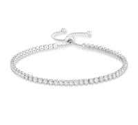 KRKC Verstellbares Tennisarmband Damen, 2mm Breite, 316L Edelstahl Weißgold, Hochwertiges Zirkonia Armband mit Feingliedrigkeit, Geschenk für Valentinstag, Jahrestag, Muttertag