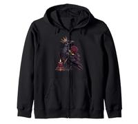 Krönter Rabe Dark Romance Gothic Burgunderrot Rose und Kerze Kapuzenjacke