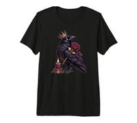 Krönter Rabe Dark Romance Gothic Burgunderrot Rose und Kerze Premium T-Shirt