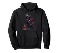 Krönter Rabe Dark Romance Gothic Burgunderrot Rose und Kerze Pullover Hoodie