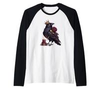 Krönter Rabe Dark Romance Gothic Burgunderrot Rose und Kerze Raglan