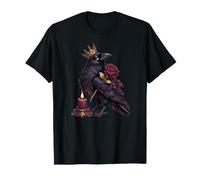 Krönter Rabe Dark Romance Gothic Burgunderrot Rose und Kerze T-Shirt