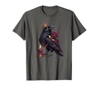 Krönter Rabe Dark Romance Gothic Burgunderrot Rose und Kerze T-Shirt