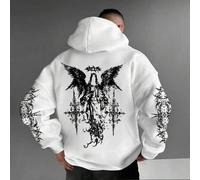 Krometka Herren Herbst/Winter Neuankömmling Streetfashion Kunst Punk Goth Punk Streetstyle Engel & Dorn Stacheldraht Grafik Muster Fleece Kapuzenpullo