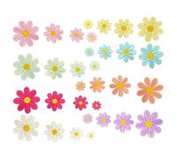 Kronabelle 32 Stück Gänseblümchen zum Aufbügeln, niedliche bunte bestickte Blumen-Applikation, verschiedene Größen, DIY-Zubehör für Kleidung, Jacken, Jeans, Rucksäcke, Handwerk, Textil