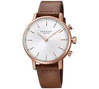 KRONABY Damen Hybrid Uhr Leder Braun - Analog - Saphirglas Hochfest - Wasserdicht 10 ATM - Musiksteuerung - Schritte - Benachrichtigt und lehnt Anrufe ab S1401/1 - Carat