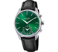 KRONABY Hybrid Smartwatch Herren Leder Schwarz - Intelligente Analoguhr - Wasserdicht 10 ATM - Musik, Schritte, Benachrichtigungen - S3781/2 Sekel