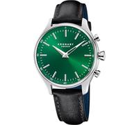 KRONABY Hybrid Smartwatch Herren Leder Schwarz - Intelligente Analoguhr - Wasserdicht 10 ATM - Musik, Schritte, Benachrichtigungen - S3783/2 Sekel