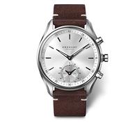 KRONABY Hybrid Smartwatch Herrenuhr Leder Braun - Analoge Connected Uhr 10 ATM S0714/1 - Musiksteuerung, Schrittzähler, Benachrichtigungen, Anrufe - Sekel