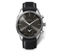 KRONABY Hybrid Smartwatch Herrenuhr Leder Schwarz - Analoge Connected Uhr 10 ATM S0718/1 - Musiksteuerung, Schrittzähler, Benachrichtigungen, Anrufe - Sekel