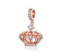 Krone Charms Sterling Silber Charms passen Pandora Charms Armband Halskette Schmuck Geschenke für Frauen Damen Mutter Frau (Rose Gold Crown Anhänger)