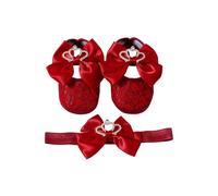 Kronen Bowknot Baby Prinzessin Stirnband Set, Wine Red | Weiche Baumwoll Polyester Mischung, atmungsaktive und weiche Sohlen, für Babys, Fotoshootings, besondere Anlässe,
