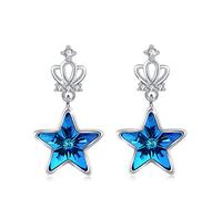 Kronen Ohrringe 925 Sterling Silber Kronen Ohrstecker mit Stern Kristall Ohrringe Ohrringe Mädchen Hängend Geschenk Kristall ohrringe für Kinder Damen Mama Tochter Muttertagsgeschenke