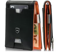 Kronenschein® Slim Wallet mit Münzfach & RFID Schutz I Geldbörse Herren & Damen klein I Portmonee mit Geldklammer I Mini Geldbeutel Karten Portemonnaie (MIT 6 Fächer & Münzfach, Schwarz-Orange)