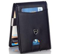 Kronenschein® Slim Wallet mit Münzfach & RFID Schutz - Mini Geldbörse Kunstleder Herren Kartenetui - Portmonee klein mit Geldklammer - Geldbeutel für EC-Karten, Kreditkartenetui mit 14 Fächer schwarz