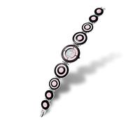 Kronsegler Cassandra Damenuhr Keramik Onyx-Rosé | Flache Schmuckbanduhr mit Schweizer Uhrwerk, echtem Perlmuttzifferblatt, Saphirglas und Zirkoniasteinen | kürzbares Band