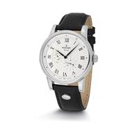 Kronsegler Epilog Automatik - mechanische Herrenuhr Stahl weiß mit Lederband | 40 mm Durchmesser, 11 mm flach - dezentraler Sekundenzeiger