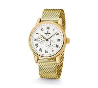 Kronsegler Epilog Automatik - mechanische Herrenuhr vergoldet weiß mit Milanaiseband | 40 mm Durchmesser, 11 mm flach - dezentraler Sekundenzeiger