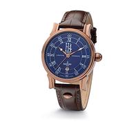 Kronsegler H4 Longitude Timekeeper Kupfer - blau | Herren Automatikuhr 42,5 mm | mit Saphirglas, blauem Zifferblatt, Lederband und Faltschließe
