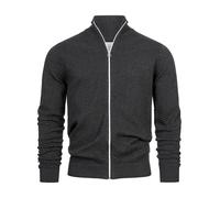 KRONSTADT Herren KSCarlo Zip Strickjacke mit Stehkragen und Reißverschluss | Fein-Strick Cardigan für Männer Charcoal Mix XL