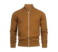 KRONSTADT Herren KSCarlo Zip Strickjacke mit Stehkragen und Reißverschluss | Fein-Strick Cardigan für Männer Rubber, XXL