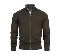 KRONSTADT Herren KSCarlo Zip Strickjacke mit Stehkragen und Reißverschluss | Fein-Strick Cardigan für Männer Army Mix M