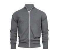 KRONSTADT Herren KSCarlo Zip Strickjacke mit Stehkragen und Reißverschluss | Fein-Strick Cardigan für Männer Lt Grey Mix 3XL