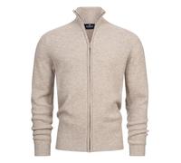 KRONSTADT Herren KSDorsey Zip Cardigan Knit Klassische Strickjacke aus Wollmix mit Stehkragen | Übergangsjacke für Männer Stone Mix, M