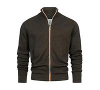 KRONSTADT Herren KSErik Zip Strickjacke mit Stehkragen | Fein-Strick Cardigan mit Kragen und Reißverschluß Army Mix, XL