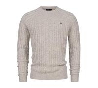 KRONSTADT Herren KSFlynn Cabel Crew Neck Knit Strickpullover aus Wollmix | Winterpullover Herrenpullover Feinstrickpullover für Männer Stone Mix, XL