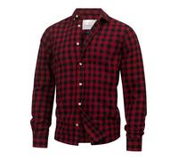 KRONSTADT Herren KSJohan Check Hemd kariert aus 100% Baumwolle mit Button-Down-Kragen | Herrenhemd Männerhemd Fiery Red, M