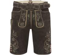 Krüger Buam Kurze Lederhose mit Gürtel Dunkelbraun (Größe: 52) 52 braun