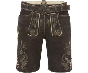 Krüger Buam Kurze Lederhose mit Gürtel Dunkelbraun (Größe: 58) 58 braun