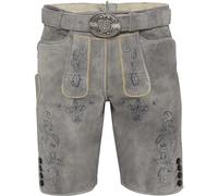 Krüger Buam Kurze Lederhose mit Gürtel Hellgrau (Größe: 58) 58 grau