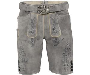 Krüger Buam Kurze Lederhose mit Gürtel Hellgrau (Größe: 58) 58 grau
