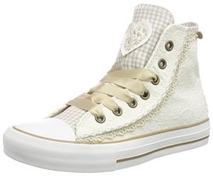 Krüger Damen Trachten Sneaker Cream Dream 4122-02 in Ecru | Eleganter Trachtensneaker | Bequemer Trachtenschuh für Dirndl, Trachtenmode, Oktoberfest & Volksfeste | Größe 37
