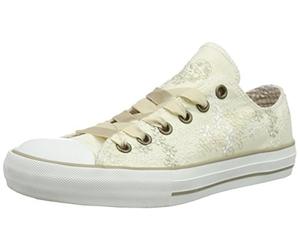 Krüger Damen Trachten Sneaker Pearl 4131-2 in Beige Ecru | Moderner Trachtensneaker in Femininer Optik | Bequemer Trachtenschuh für Dirndl, Trachtenmode, Oktoberfest & Volksfeste | Größe 38