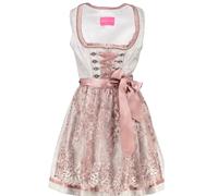 Krüger Dirndl 419162-050 Delia 50er Länge Natur rosa | Jacquard Spitze Spitzenschürze | 50cm kurz Gr. 44