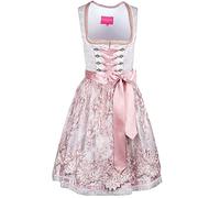 Krüger Dirndl 419162-060 Delia 60er Länge Natur rosa | Jacquard Spitze Spitzenschürze | 60cm Knielang Gr. 36