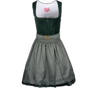 Krüger Dirndl Alisha 50cm Länge | Kurzes Samt-Dirndl Ton-in-Ton | Damen (DE/NL/SE/PL, Numerisch, 34, Regular, Regular, dunkelgrün)